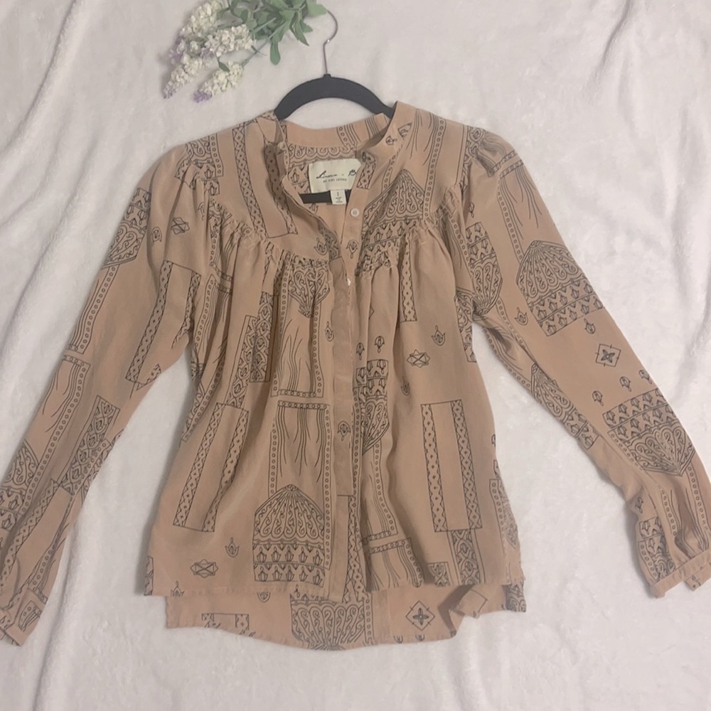Linear B By Chi Leung 100% Silk Blouse